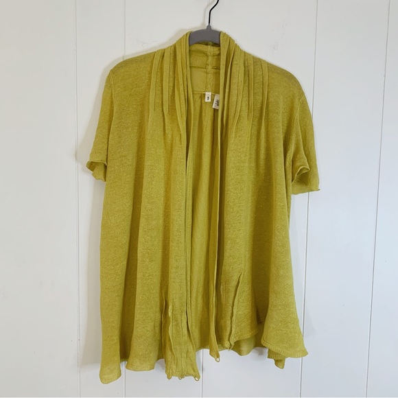 Moth Anthropologie Yellow Draped Short Sleeve Top M - Picture 3 of 7
